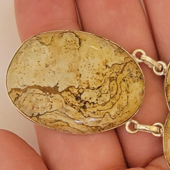 Sterling Silver Picture Jasper & Citrine Necklace, 18 Handmade Gemstone Jewelry - Picture 7 of 10